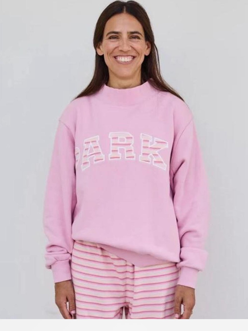 Parke Sweetpea stripe Pink Mockneck  Sweatshirt